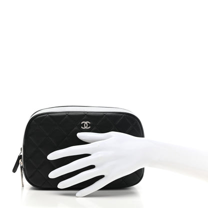 Chanel Lambskin Quilted Medium Curvy Pouch Cosmetic Case Black 2 of 9