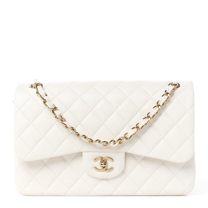 Chanel Caviar Quilted Jumbo Double Flap White 1 of 12