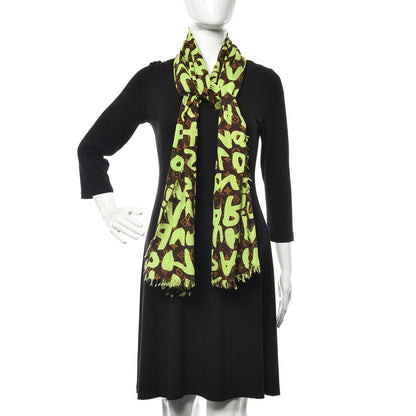 Louis Vuitton Cotton Graffiti Pareo Green 2 of 4