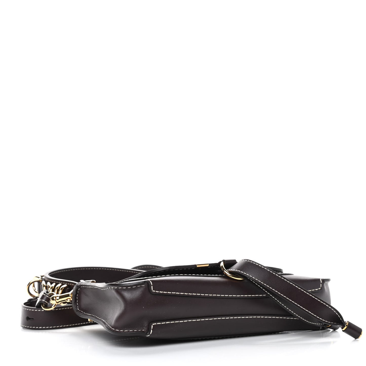Shiny Calfskin Small Marcie Saddle Shoulder Bag Black Raisin