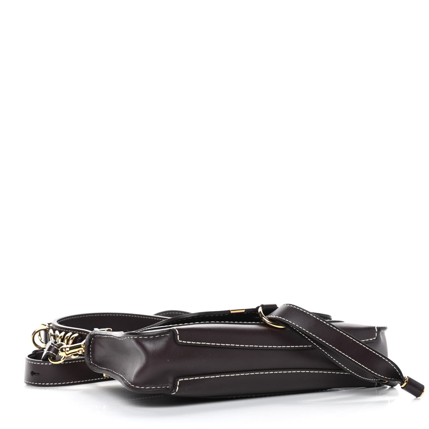 Chloe Shiny Calfskin Small Marcie Saddle Shoulder Bag Black Raisin 4 of 8