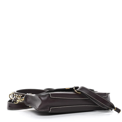 Chloe Shiny Calfskin Small Marcie Saddle Shoulder Bag Black Raisin 4 of 8