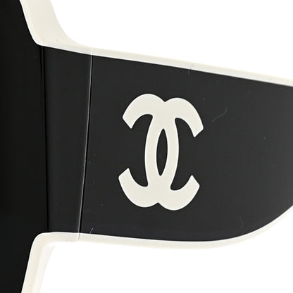 Chanel Acetate Square Sunglasses 6059 Black White 8 of 10