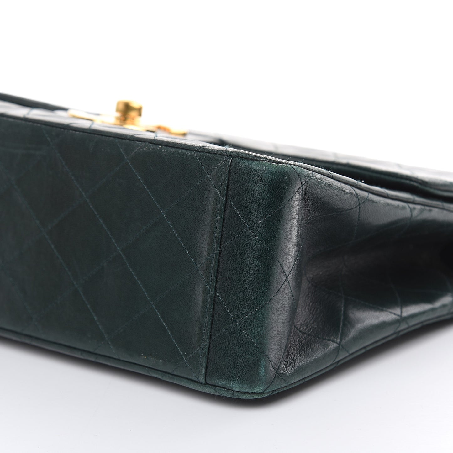 Lambskin Quilted XL Jumbo Single Flap Green