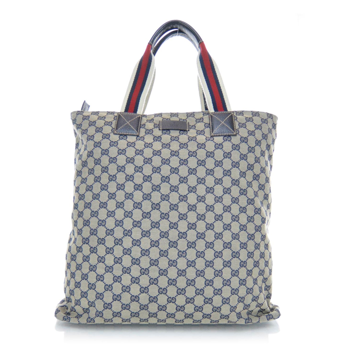GG Monogram Large Web Handle Vertical Tote Dark Navy
