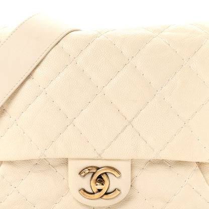Chanel Crumpled Grained Calfskin Medium Coco Pleats Messenger Flap Dark White 8 of 10