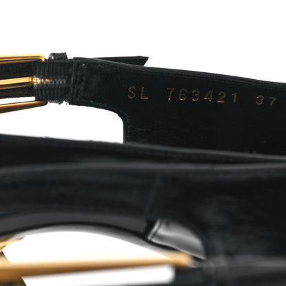 Saint Laurent Glazed Calfskin Lee Slingback Pumps 37 Black 8 of 11