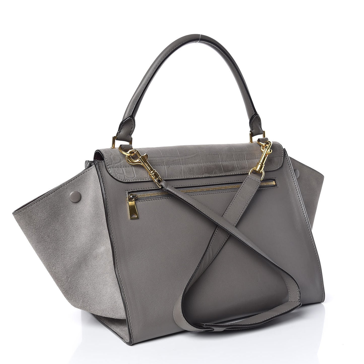 Crocodile Embossed Nubuck Medium Trapeze Grey