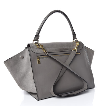 Celine Crocodile Embossed Nubuck Medium Trapeze Grey 4 of 12