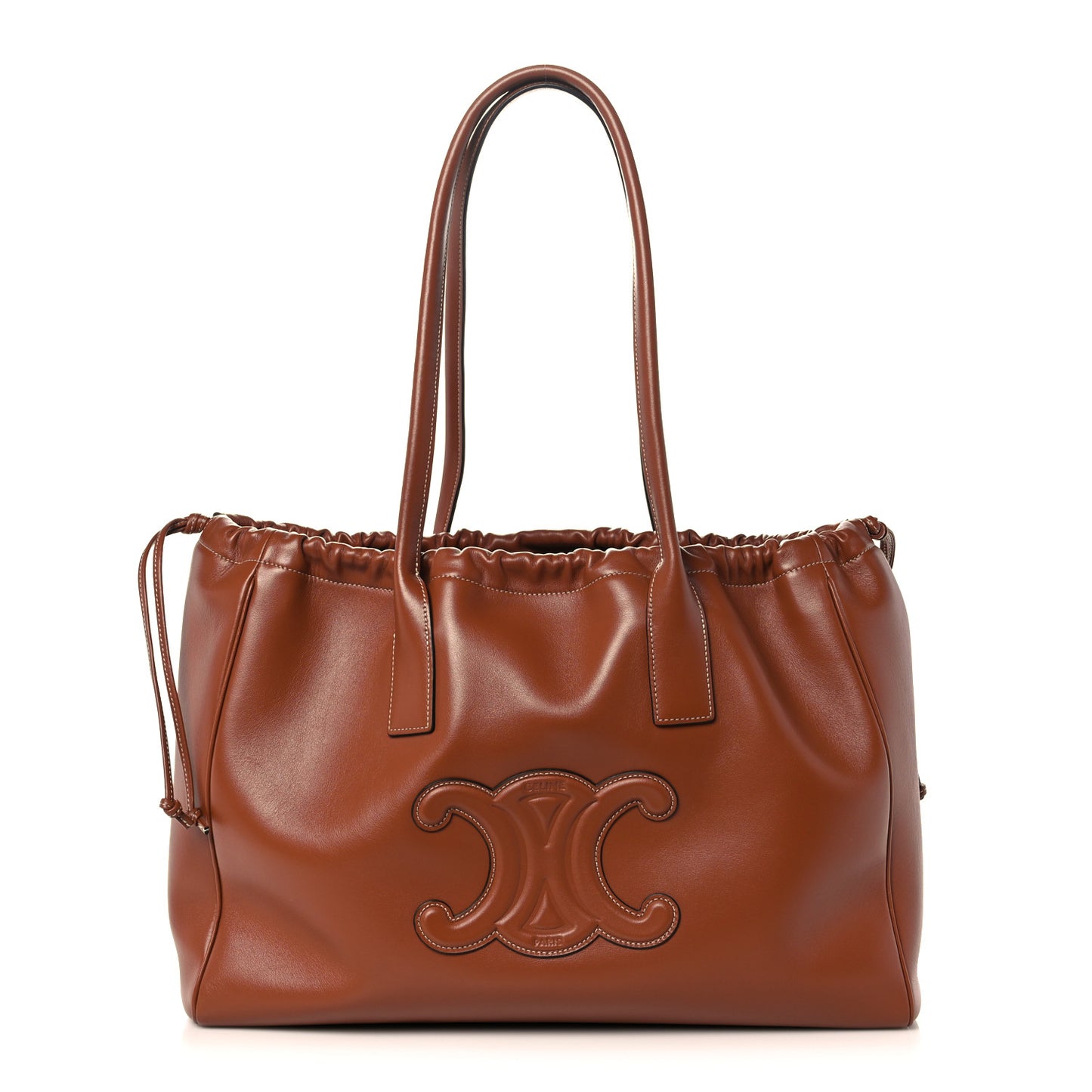 Smooth Calfskin Cuir Triomphe Cabas Drawstring Tan