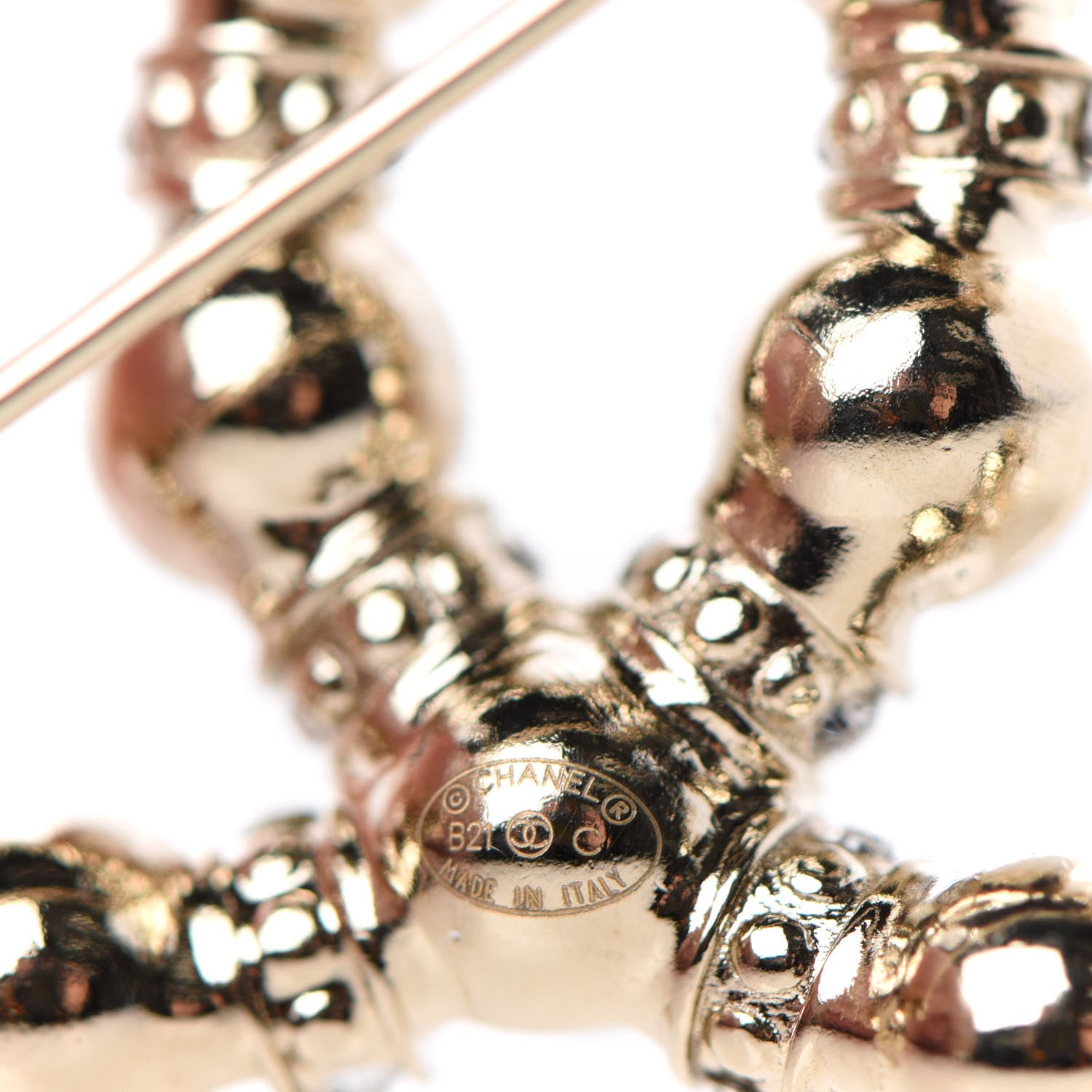 Chanel Pearl Crystal Nefertiti CC Brooch Gold 4 of 5