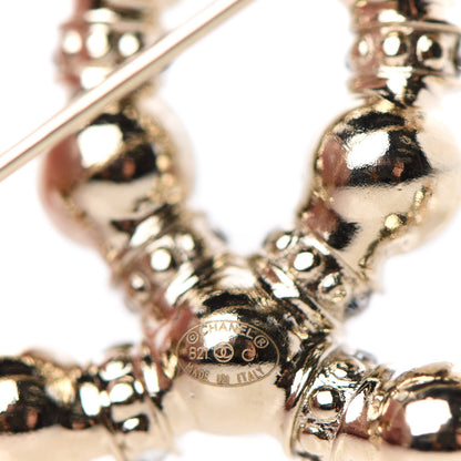 Chanel Pearl Crystal Nefertiti CC Brooch Gold 4 of 5