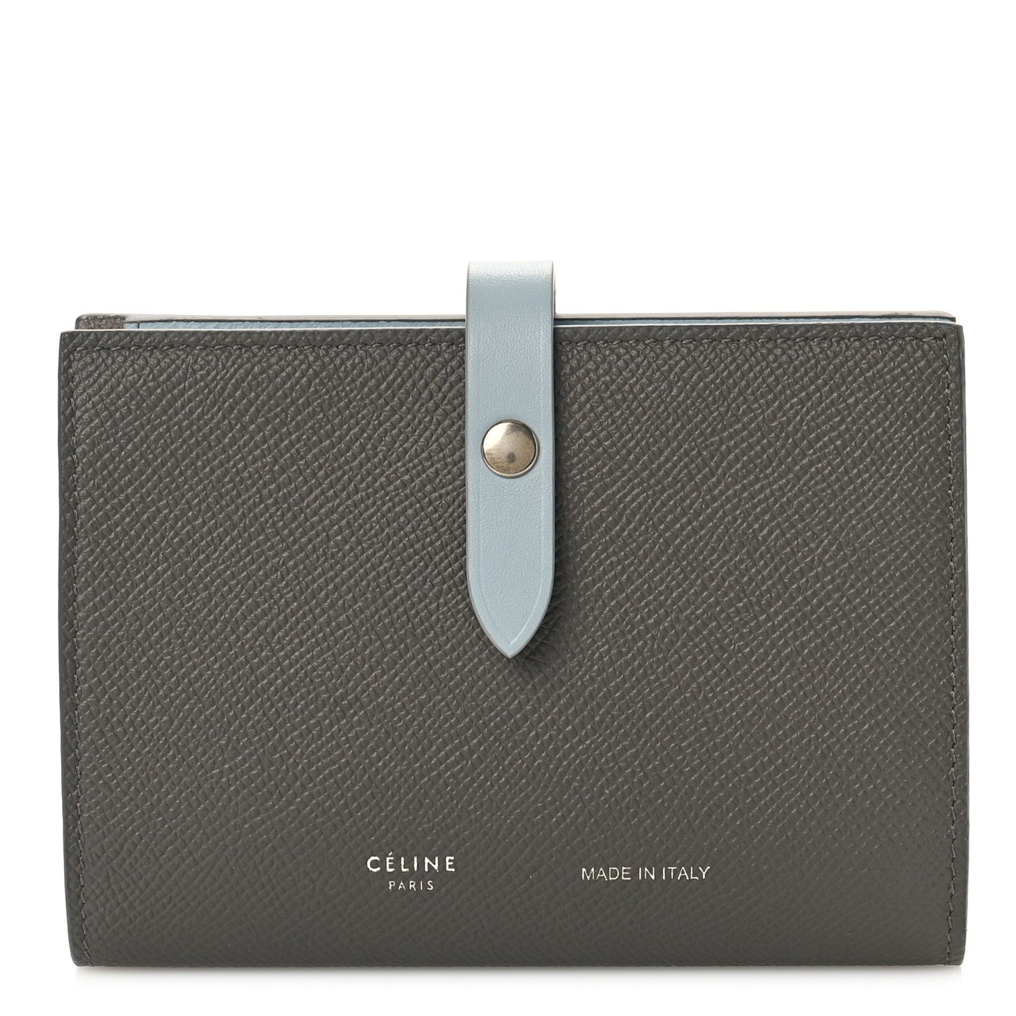 Grained Calfskin Medium Multifunction Strap Wallet Pebble Mineral
