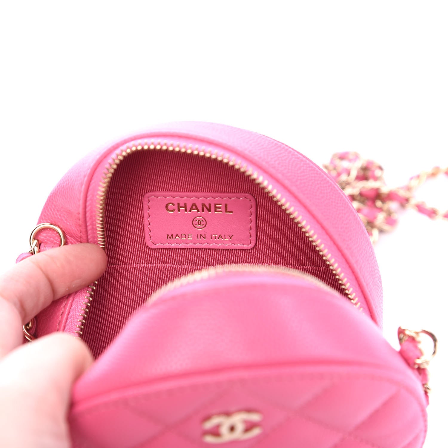 Chanel Caviar Quilted Round Clutch With Chain Pink 5 of 10