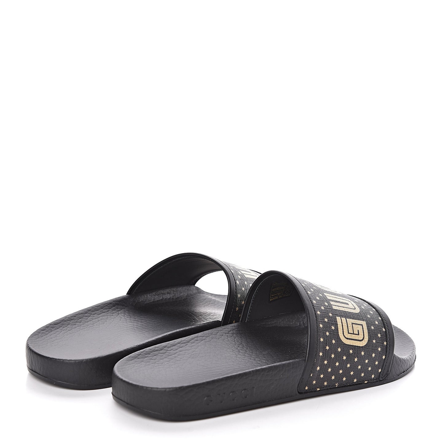 X SEGA Supreme Canvas GUCCY Stars Womens Slide Sandals 39 Black Gold