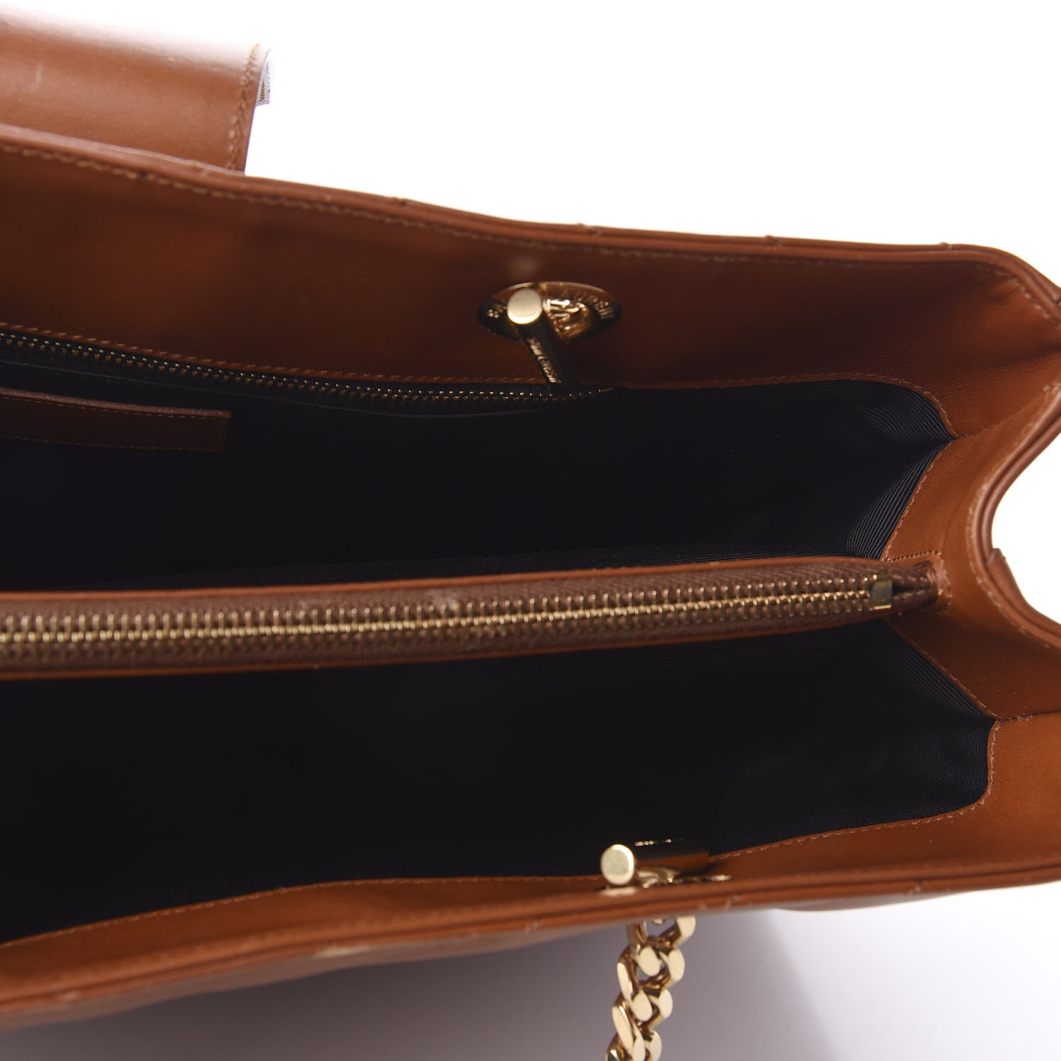 Saint Laurent Smooth Calfskin Matelasse Chevron Large Monogram Shopping Bag Brown 5 of 10