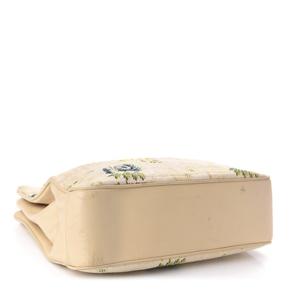 Chanel Calfskin Canvas Embroidered Flower Tote Beige 3 of 14
