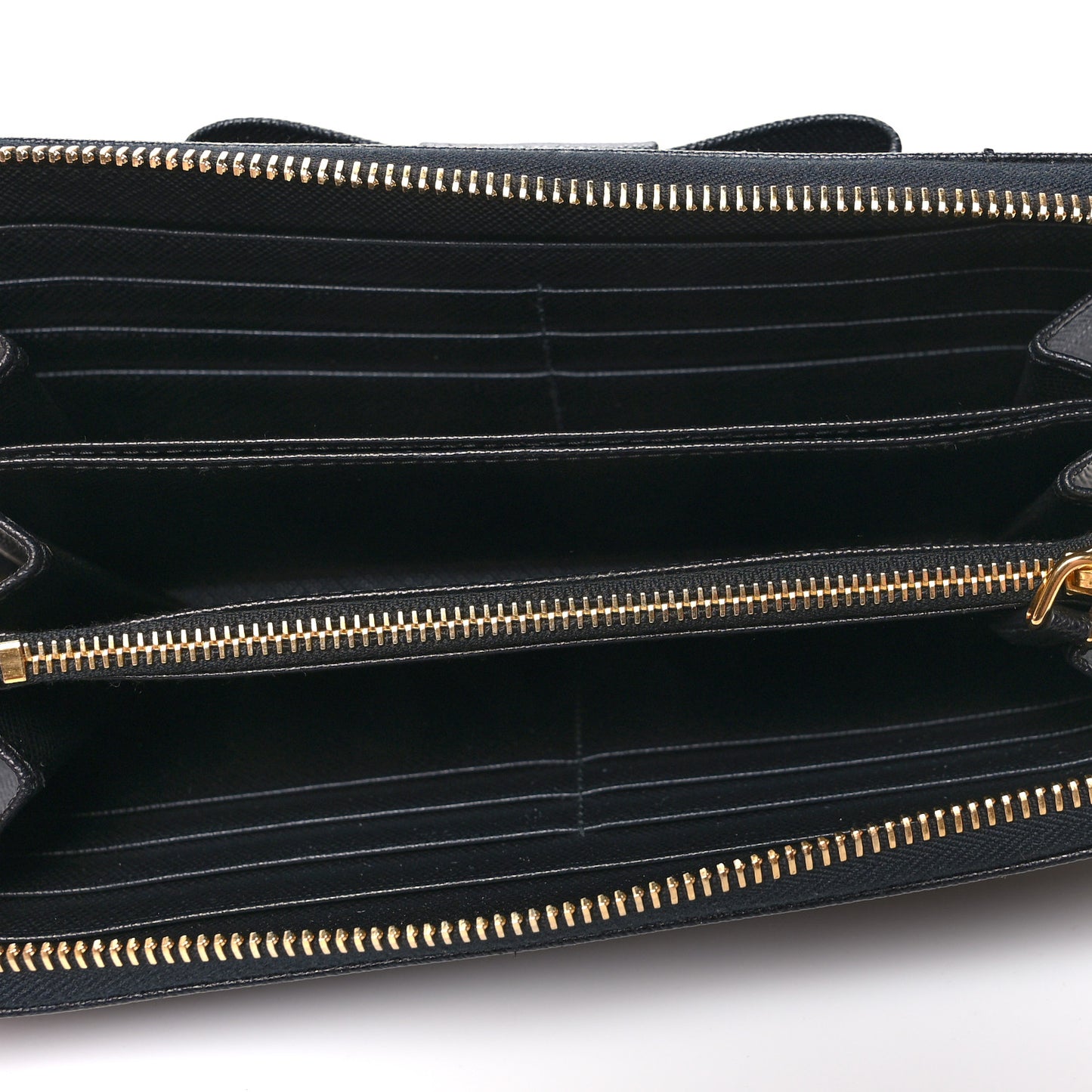 Saffiano Fiocco Bow Zip Around Wallet Black