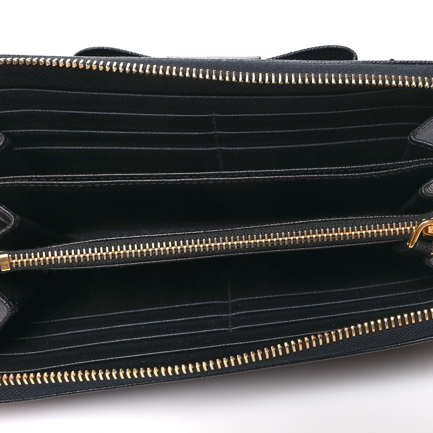 Prada Saffiano Fiocco Bow Zip Around Wallet Black 5 of 10