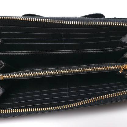 Prada Saffiano Fiocco Bow Zip Around Wallet Black 5 of 10