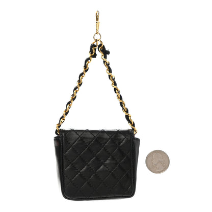 Chanel Lambskin Micro Quilted Mini Pouch Bag Charm Keychain Black 2 of 6