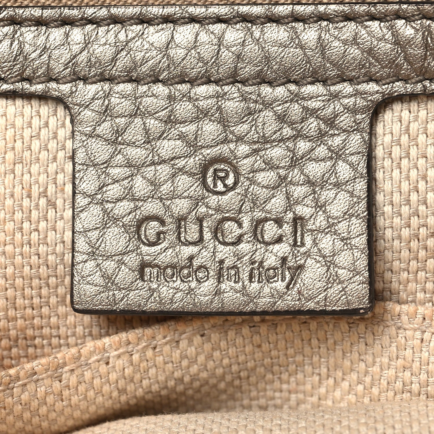 Gucci Metallic Pebbled Calfskin Medium Soho Flap Crossbody New Golden Beige 6 of 11