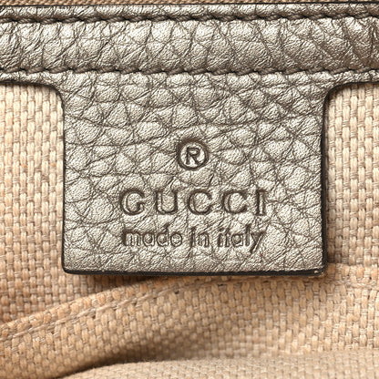 Gucci Metallic Pebbled Calfskin Medium Soho Flap Crossbody New Golden Beige 6 of 11