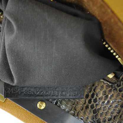 Fendi Goatskin Python Medium Peekaboo Iconic Satchel Ocra 9 of 11