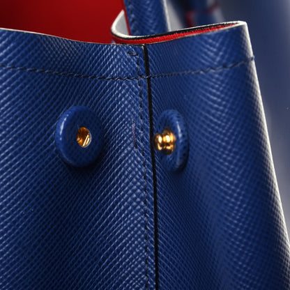 Prada Saffiano Cuir Small Double Bag Ink Blue Fire Engine Red 12 of 12