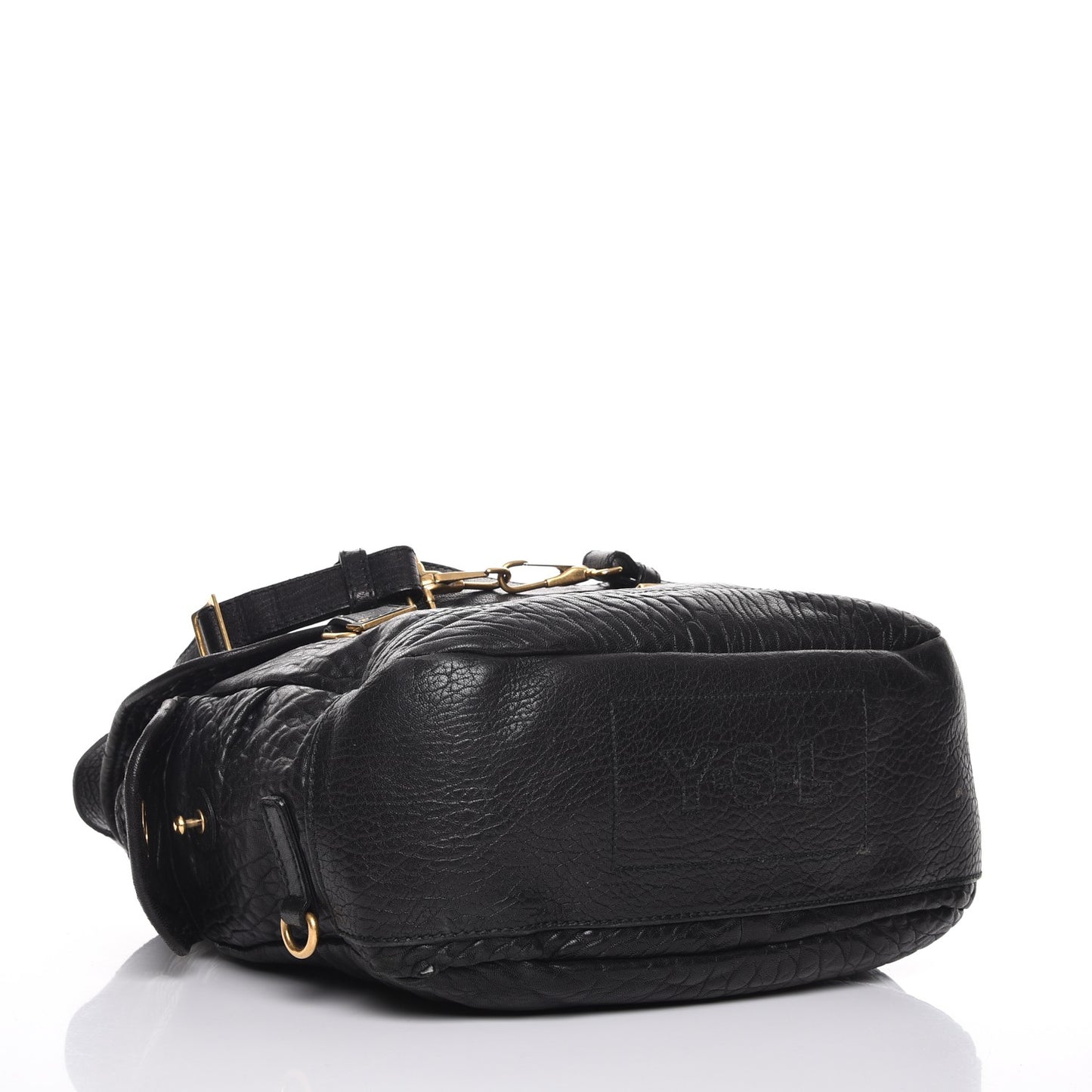 Grained Calfskin Medium Besace Shoulder Bag Black