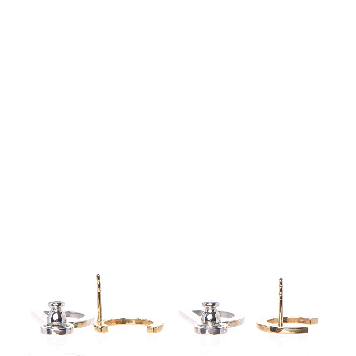 Christian Dior Your Dior Logo Stud Earrings Silver Gold 3 of 5