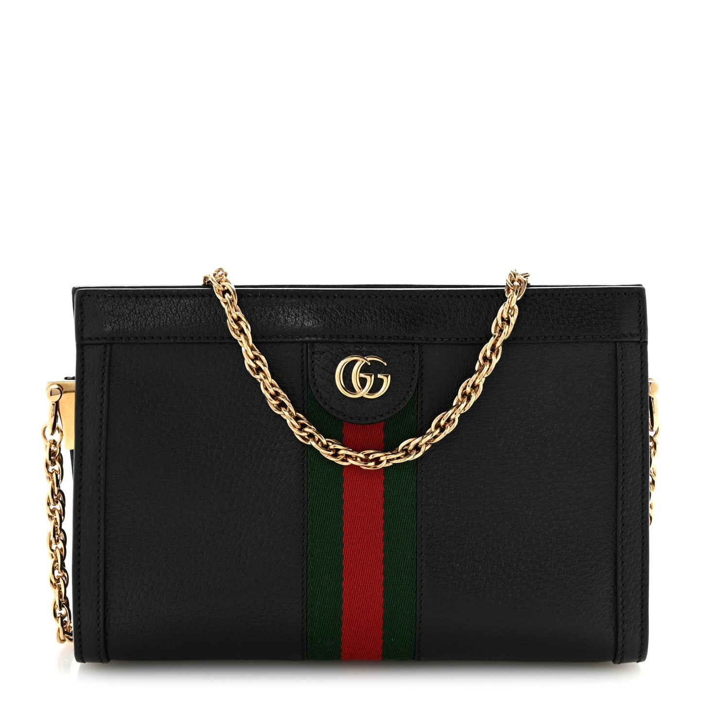 Calfskin GG Web Small Ophidia Chain Shoulder Bag Black