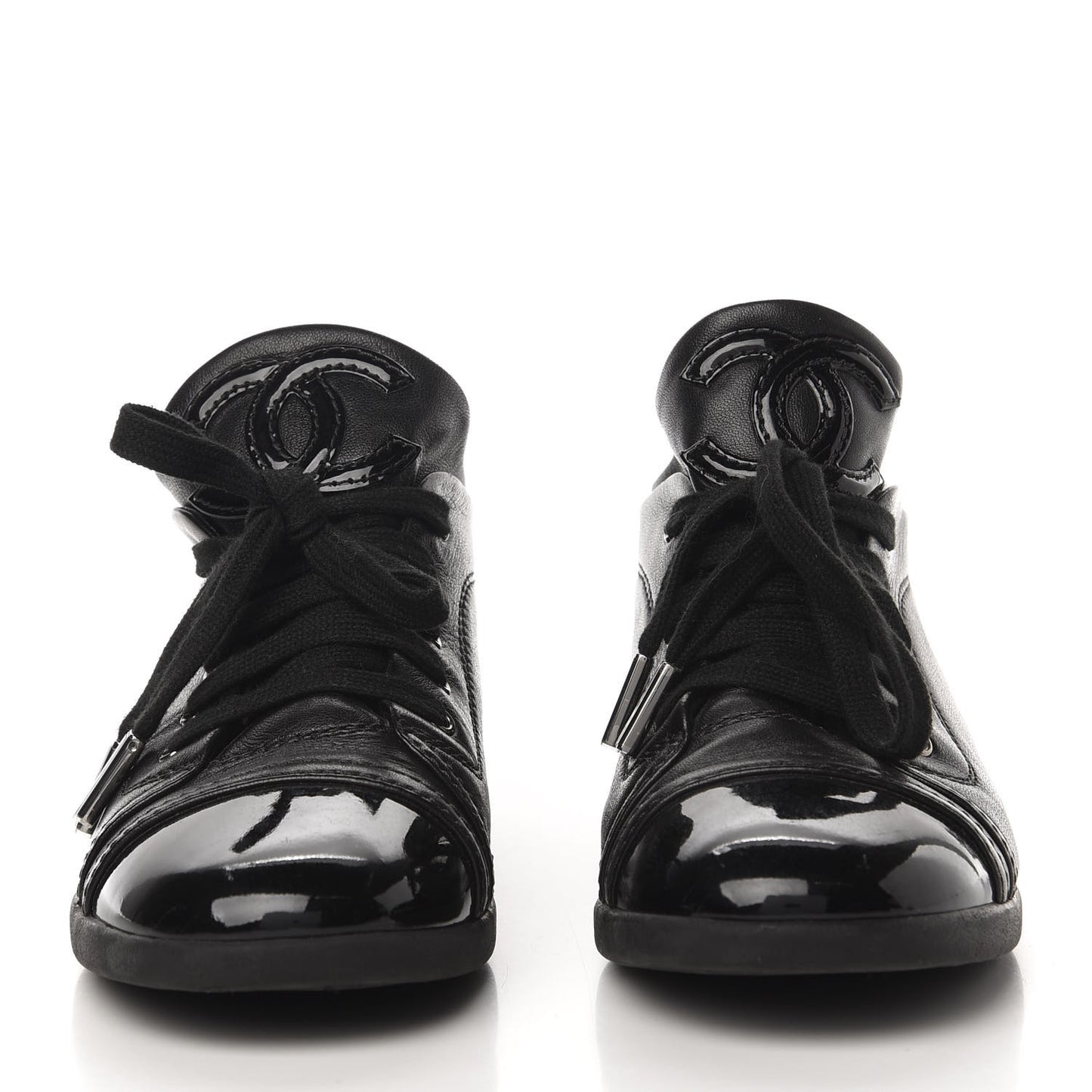 Lambskin Patent Cap Toe CC Sneakers 36.5 Black