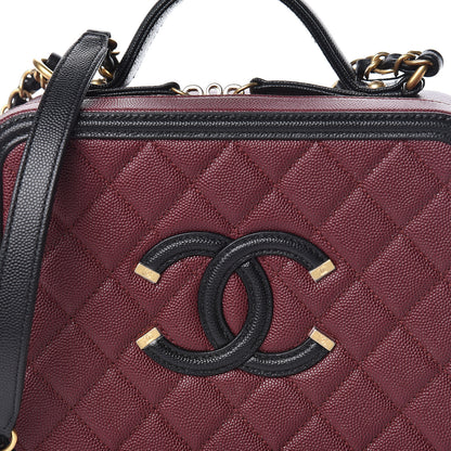 Chanel Caviar Quilted Medium CC Filigree Vanity Case Burgundy Black 11 of 11