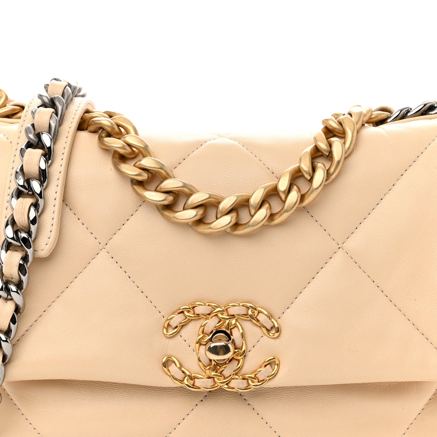 Chanel Goatskin Quilted Medium Chanel 19 Flap Beige 8 of 11