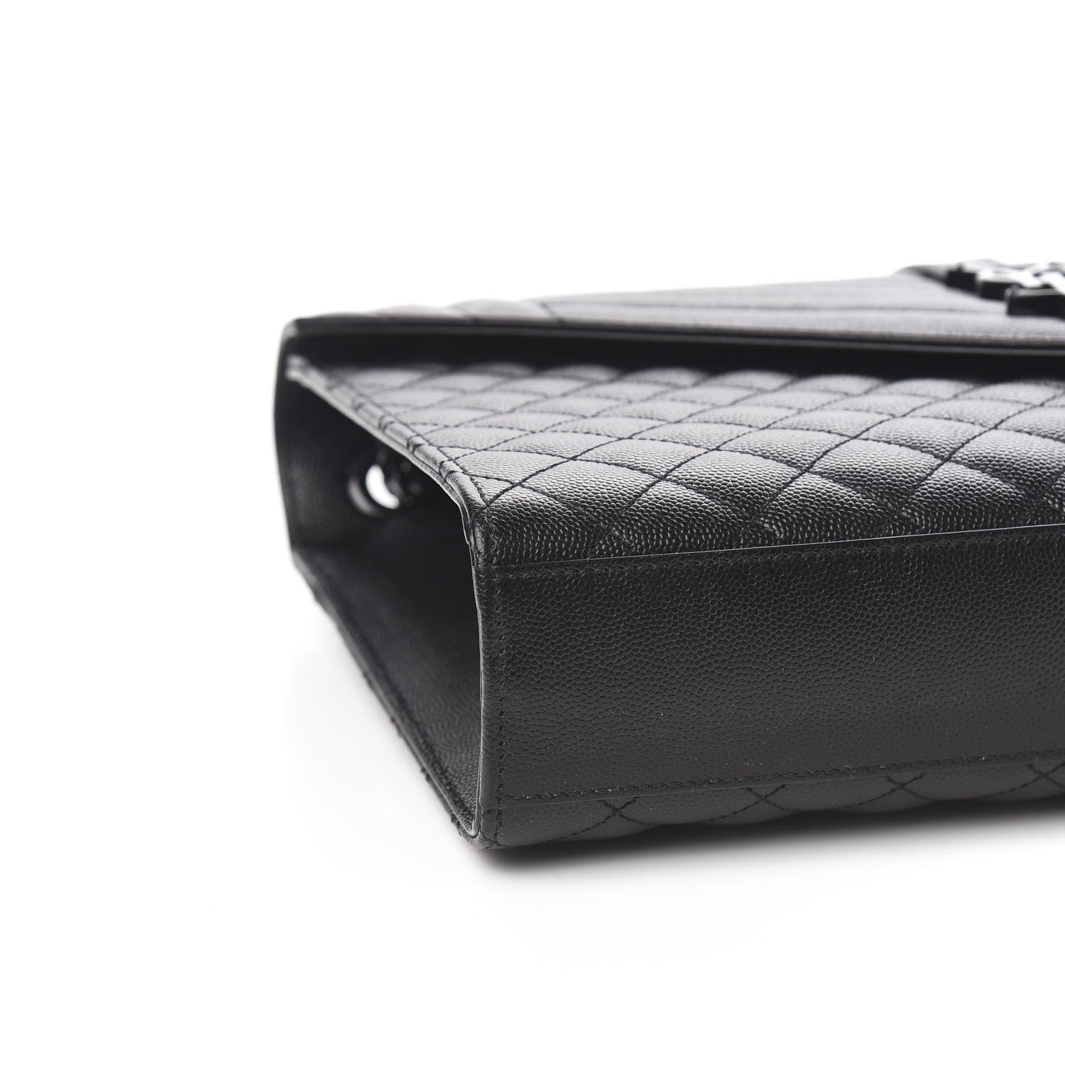 Saint Laurent Grain De Poudre Textured Mixed Matelasse Large Triquilt Monogram Monochrome Satchel Black 7 of 9