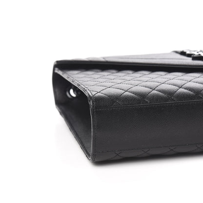 Saint Laurent Grain De Poudre Textured Mixed Matelasse Large Triquilt Monogram Monochrome Satchel Black 7 of 9