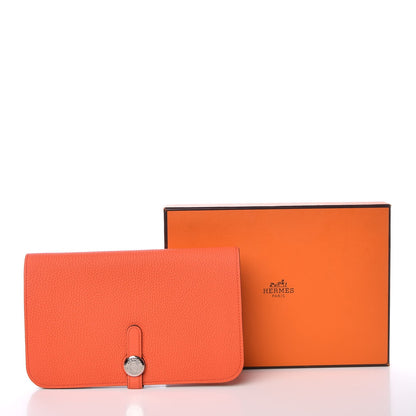 Hermes Togo Dogon Duo Wallet Poppy Rose Candy 9 of 9