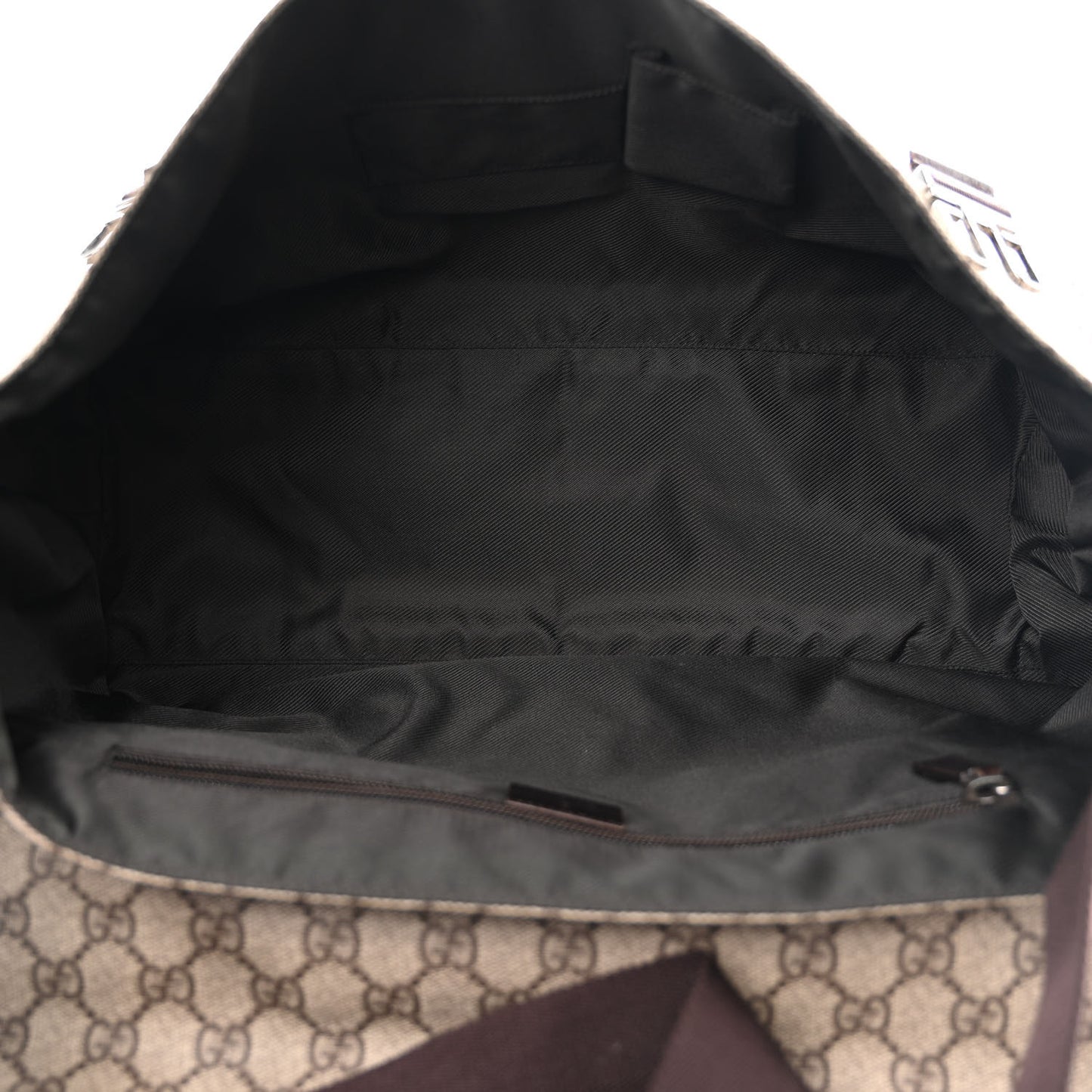 GG Plus Monogram Double Buckle Flap Messenger Bag Beige Ebony