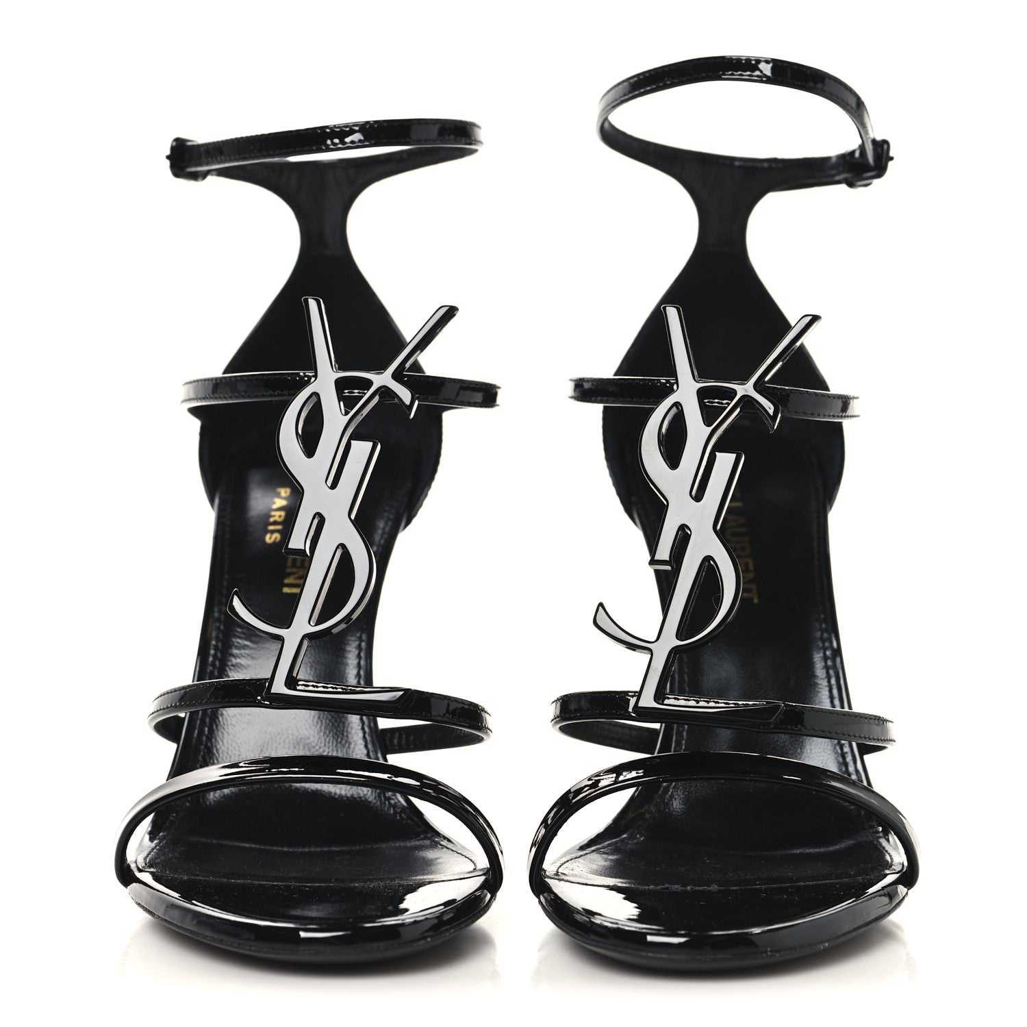 Saint Laurent Patent Cassandra 100 Ankle Strap Sandals 35.5 Black 3 of 9