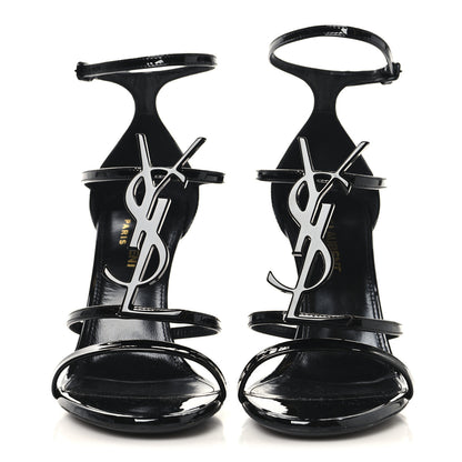 Saint Laurent Patent Cassandra 100 Ankle Strap Sandals 35.5 Black 3 of 9