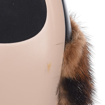Fendi Calfskin Mink Fur FF Flat Mules 37.5 Black 10 of 11