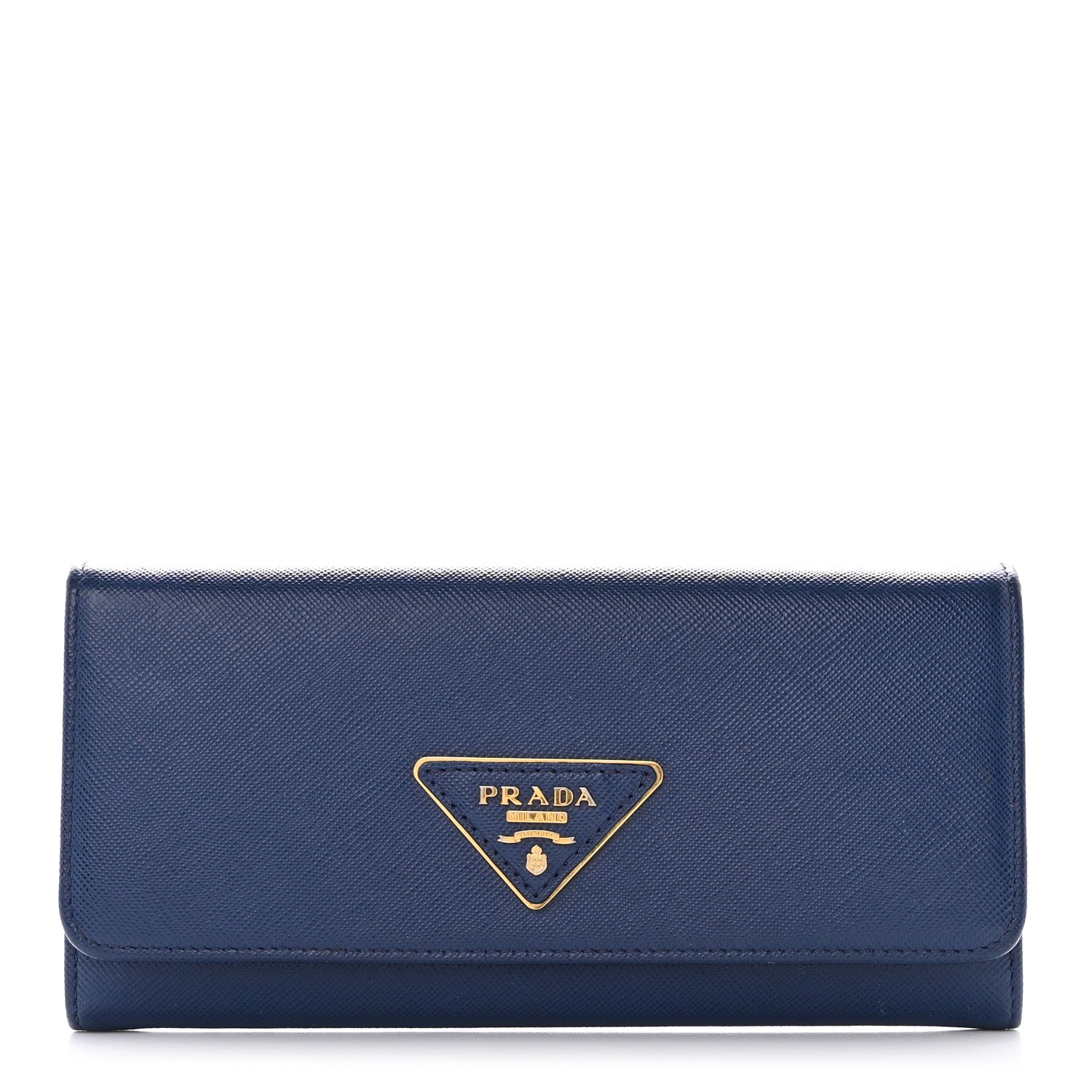 Prada Saffiano Triangle Continental Flap Wallet Bleuette 1 of 14