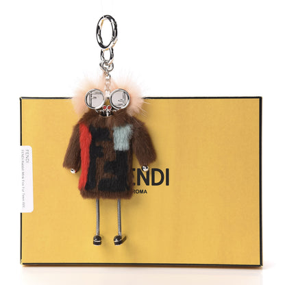 Fendi Rabbit Mink Fox Fur F is Fendi Teen Witch Bag Charm Brown Multicolor 4 of 4