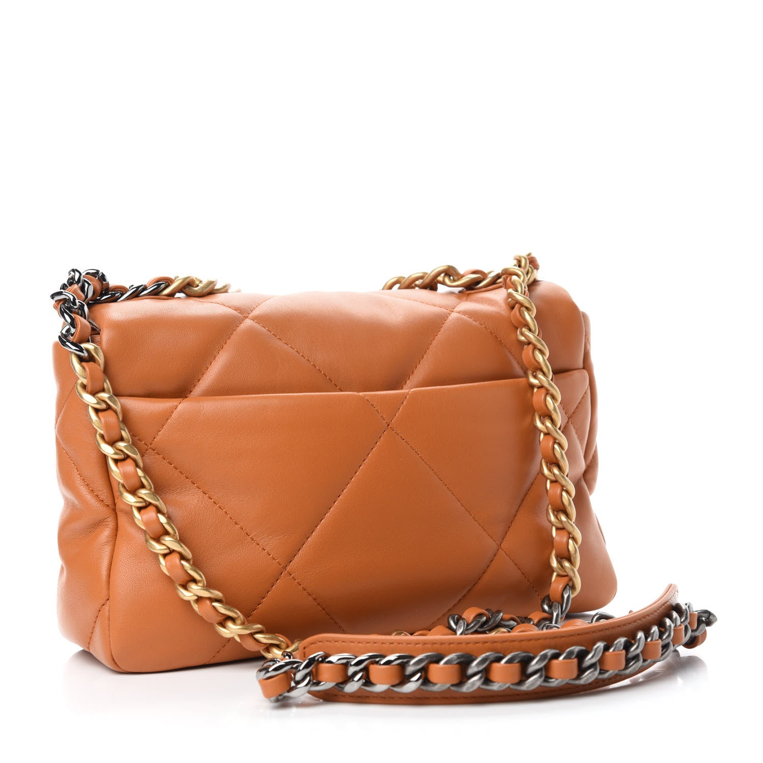 Chanel Lambskin Quilted Medium Chanel 19 Flap Light Brown 3 of 10