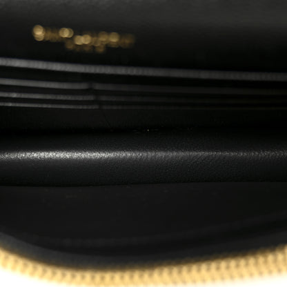 Saint Laurent Grain De Poudre Matelasse Chevron Monogram Envelope Chain Wallet Black 5 of 11