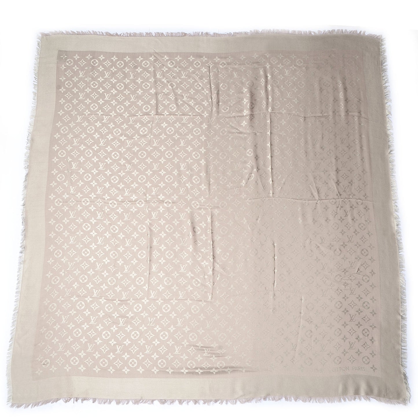 Silk Wool Monogram Shawl Beige