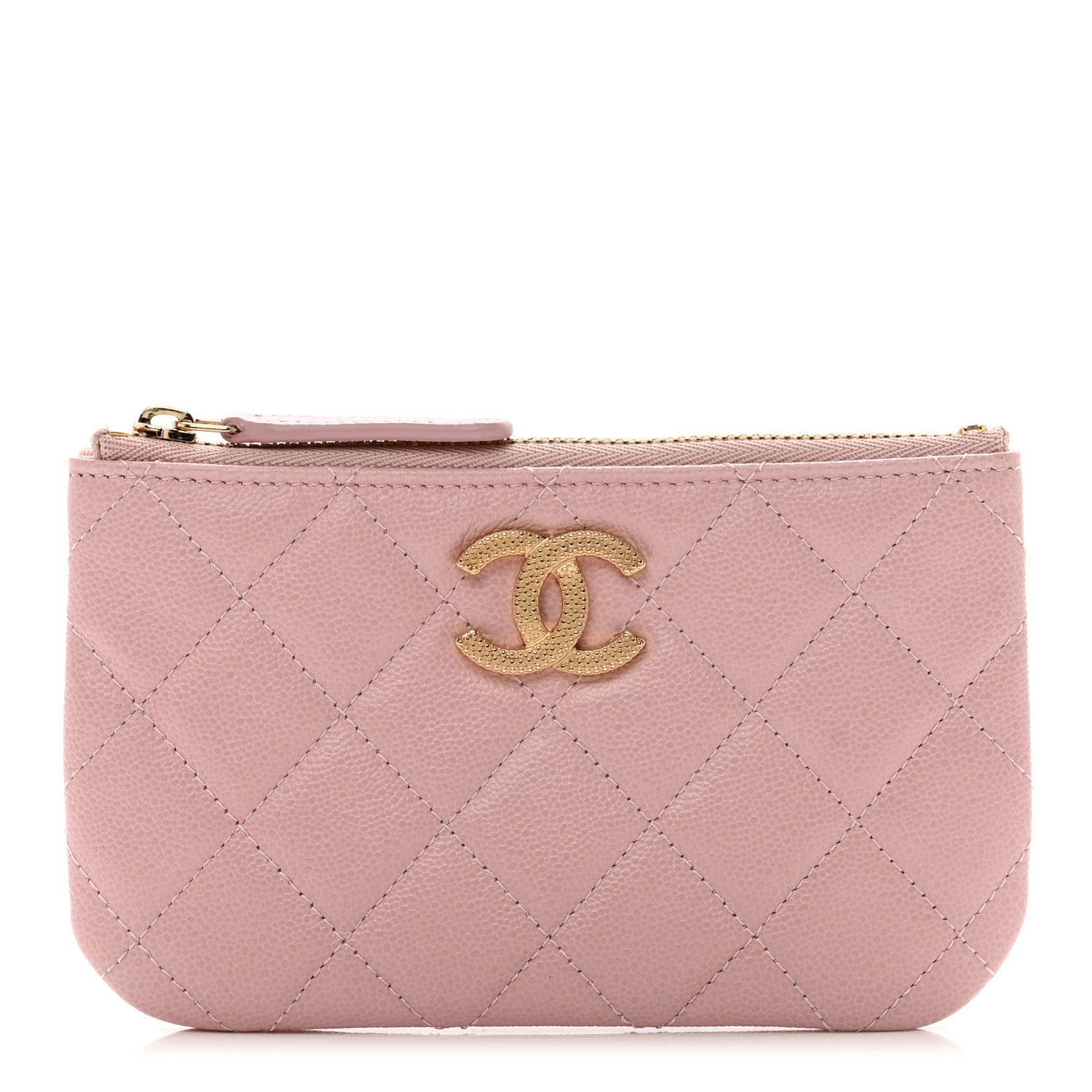 Chanel Caviar Quilted Studded CC Small Cosmetic Case Light Pink 1 of 8