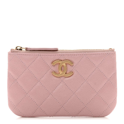 Chanel Caviar Quilted Studded CC Small Cosmetic Case Light Pink 1 of 8