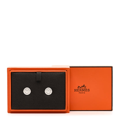 Hermes 18K White Gold Diamond Small Gambade Earrings 5 of 5